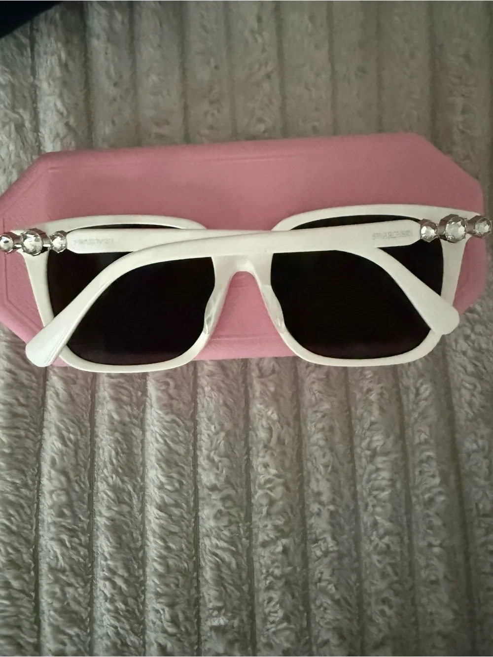 Swarovski White Square Sunglasses with Black Lenses
